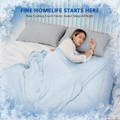 HOMFINE Cooling Blankets for Hot Sleepers - Summer Blanket Thin Lightweight Breathable Soft Double Side Enhanced Cooling Blanket for Bed Sofa, Keep Cool for Night Sweats (Light Blue, 60 x 80 inches)