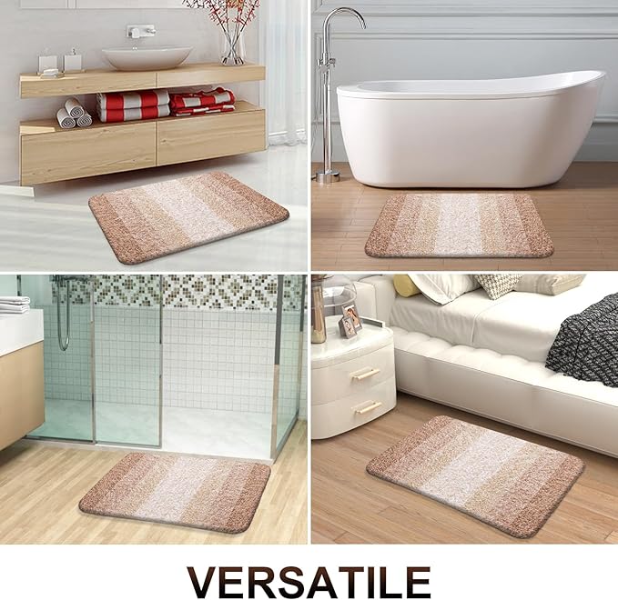 OLANLY Bathroom Runner Rugs Mat 44x24, Extra Soft Absorbent Microfiber Bath Rugs, Rubber Backing, Quick Dry, Washable Long Bath Mats for Bathroom Floor, Tub and Shower, Home Decor Accessories, Beige