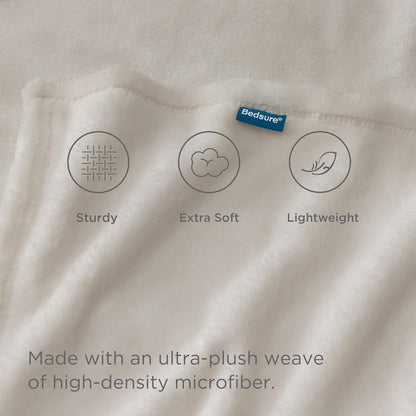 Bedsure Fleece Bed Blankets Full Size Linen - Soft Lightweight Plush Fuzzy Cozy Luxury Blanket Microfiber, 84x90 inches
