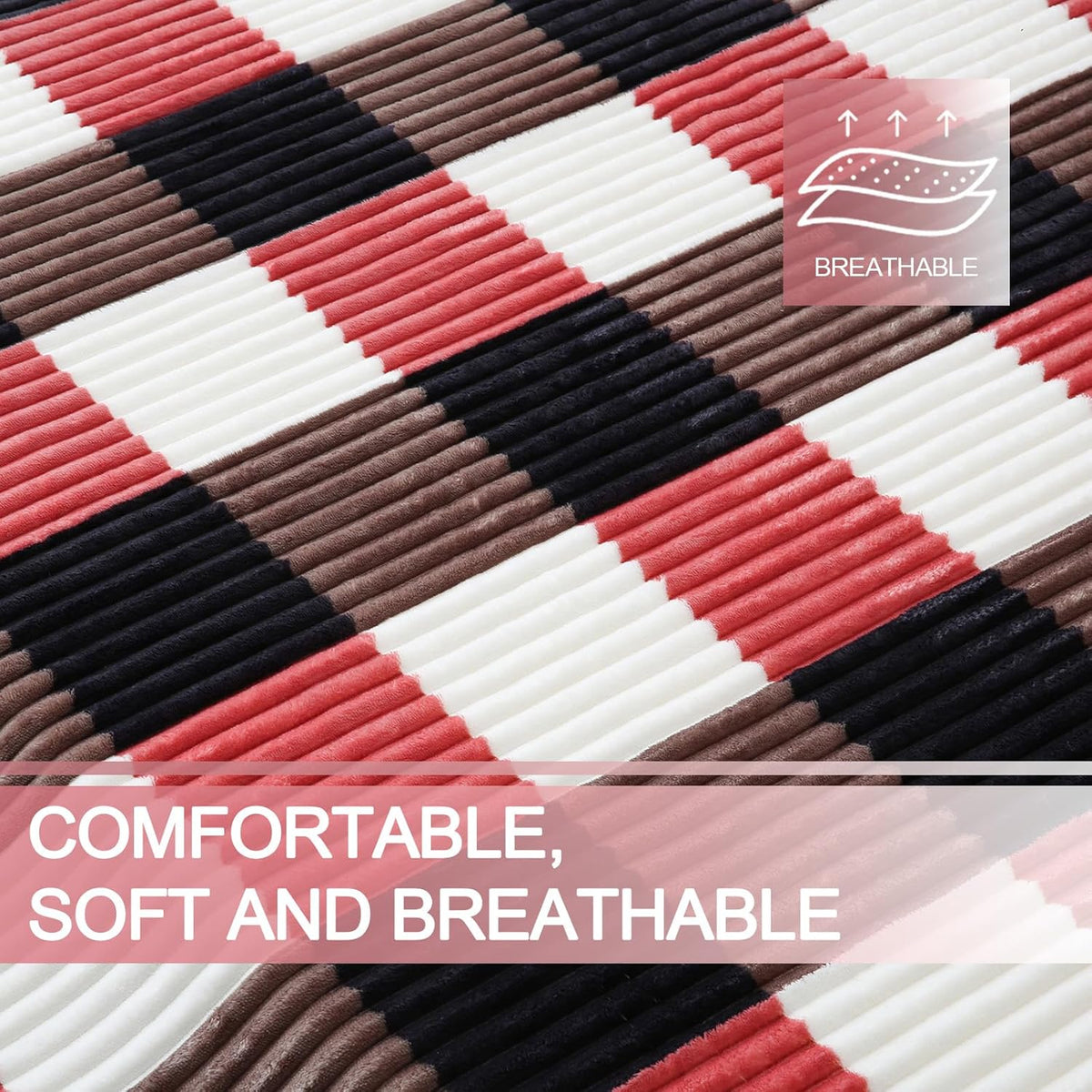 PU MEI Sherpa Blanket Twin Plaid Thick Bed Blanket, 80”*90”Super Soft Flannel Fuzzy Fleece Reversible Velvet Plush Warm Blanket for Couch (Black Red Check)