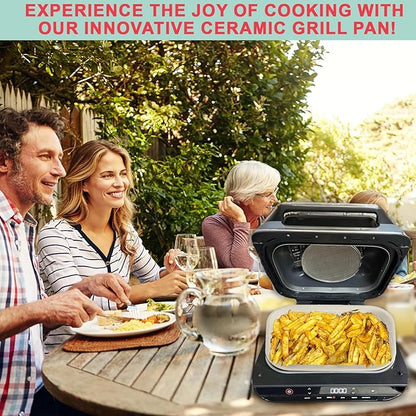 FG551 Upgraded Ceramic Griddle Pan for Ninja Foodi FG551/DG551 Smart XL 6-in-1 Grill Accessories, Non-Stick Flat Top Griddle Plate for Ninja Foodi DG551 Parts, 100 PCS Parchment Perforated Paper