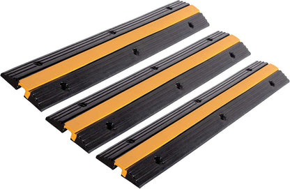 3 Pack Rubber Cable Ramp Hose Cable Protector Ramp 1 Channel 11000Lbs Load Capacity Traffic Speed Bump Wires Power Lines Extension Cord Cover for Indoor Outdoor