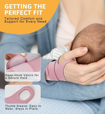 2 Pack Thin Compression Wrist Brace for Men & Women, Adjustable Elastic Wrist Support for Carpal Tunnel Arthritis Tendonitis Sports Pain Relief, Soft & Comfortable Day/Night Wrist Wraps (Pink)