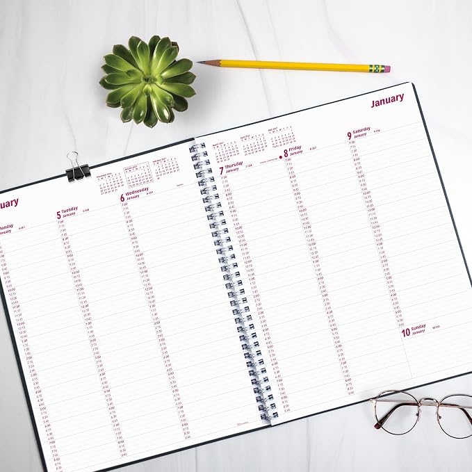 Brownline® 2027 DuraFlex Weekly Planner, Appointment Book, 12 Months, January to December, Twin-Wire Binding, 11" x 8.5", Black (CB950V.BLK)