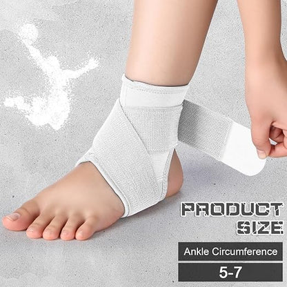 Honoson 2 Pcs Ankle Brace Kid Ankle Support Youth Neoprene Lace up Compression Sleeve Foot Brace Stabilizer with Adjustable Strap for Sport Sprained Plantar Fasciitis Achilles Tendonitis(White,M)