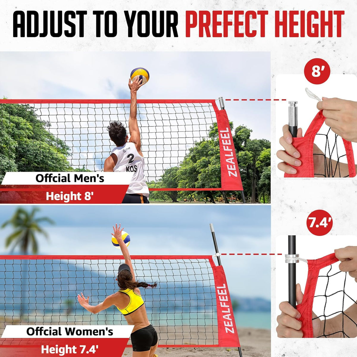 Volleyball Net, 12ft/20ft Training Set Height Adjustable, Portable Freestanding Practice for Hitting or Serving Drills, Pop up With Carry Bag for Backyard or Outdoor