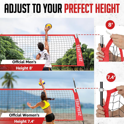 Volleyball Net, 12ft/20ft Training Set Height Adjustable, Portable Freestanding Practice for Hitting or Serving Drills, Pop up With Carry Bag for Backyard or Outdoor