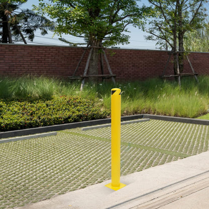 Parking Post Safety Bollard Post 60in Height Parking Barrier Parking Obstacle Piles with Anchor Bolts Industrial Yellow Powder Coated Steel Bollards for Entrances, Parking Lots, Sidewalks(60H*4.5Din)