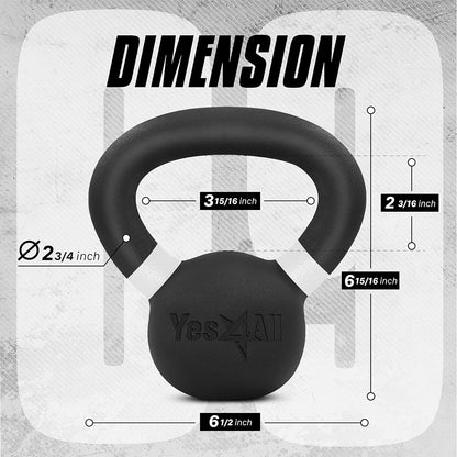 Yes4All Powder Coated Cast Iron Kettlebell Strength Training Kettlebells Weight Set for Full Body Workout, Home Gym