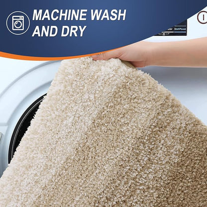 OLANLY Bathroom Runner Rugs Mat 59x24, Extra Soft Absorbent Microfiber Bath Rugs, Rubber Backing, Quick Dry, Washable Long Bath Mats for Bathroom Floor, Tub and Shower, Home Decor Accessories, Tan