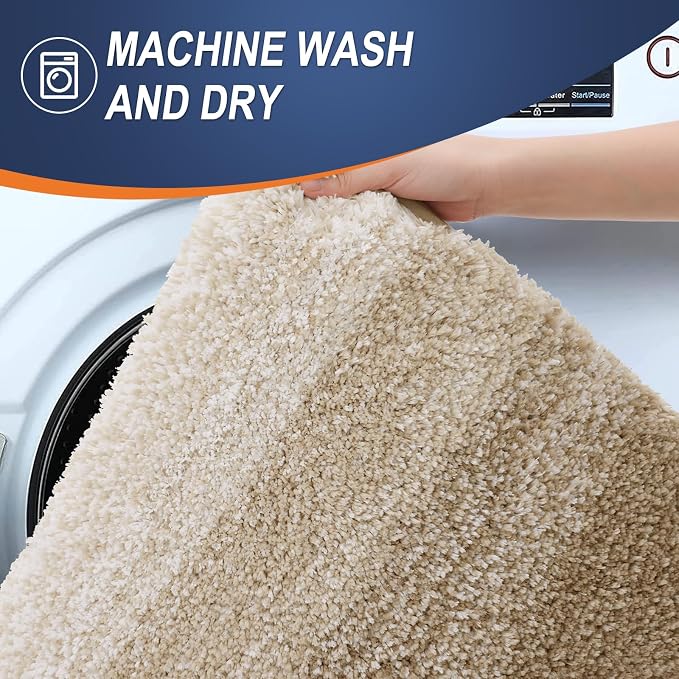 OLANLY Bathroom Runner Rugs Mat 47x24, Extra Soft Absorbent Microfiber Bath Rugs, Rubber Backing, Quick Dry, Washable Long Bath Mats for Bathroom Floor, Tub and Shower, Home Decor Accessories, Tan