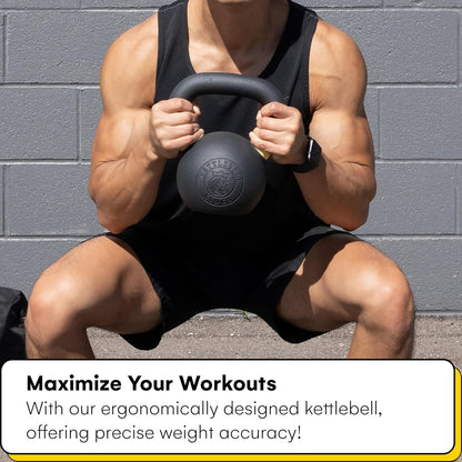 Kettlebell Kings Powder Coated Kettlebell Weights 5-90 LB | Workout Gym Equipment & Strength training sets for Women & Men | Durable Coating for Grip Strength, Rust Prevention