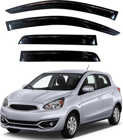 KPY Window Visor Compatible with Mitsubishi Mirage Hatchback 2014-2020, 4PC Rain Guard Side Window Vent Deflectors Tape-On Style, 2014 2015 2016 2017 2018 2019 2020