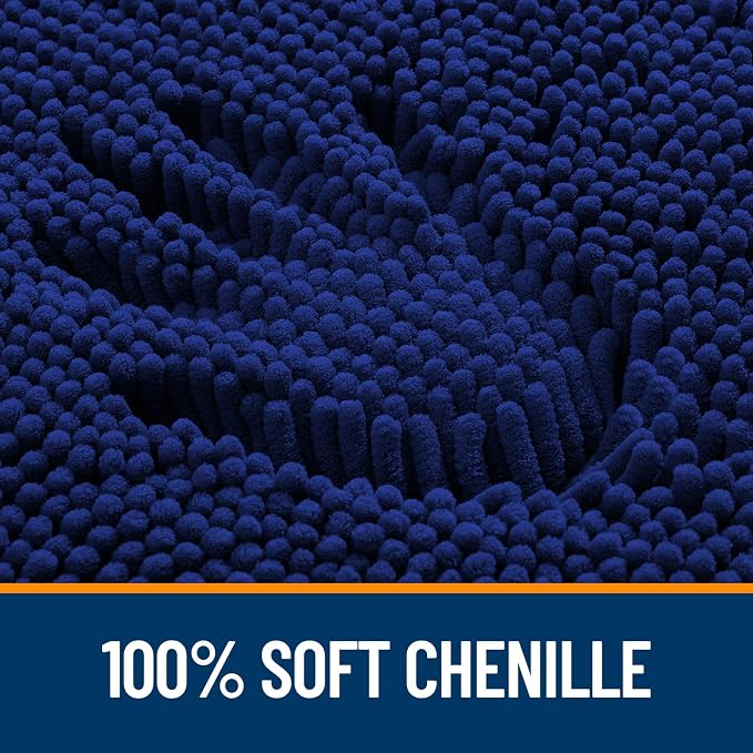 OLANLY Small Bathroom Rugs 24x16, Extra Soft Absorbent Chenille Bath Rugs, Rubber Backing Quick Dry, Machine Washable Bath Mats for Bathroom Floor, Tub and Shower, Home Decor Accessories, Navy