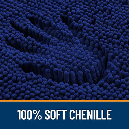 OLANLY Bathroom Runner Rugs 44x24, Extra Soft Absorbent Chenille Bath Rugs, Rubber Backing Quick Dry, Machine Washable Long Bath Mats for Bathroom Floor, Tub and Shower, Home Decor Accessories, Navy