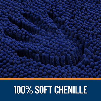 OLANLY Bathroom Rugs 32x20, Extra Soft Absorbent Chenille Bath Rugs, Rubber Backing Quick Dry, Machine Washable Bath Mats for Bathroom Floor, Tub and Shower, Home Decor Accessories, Navy