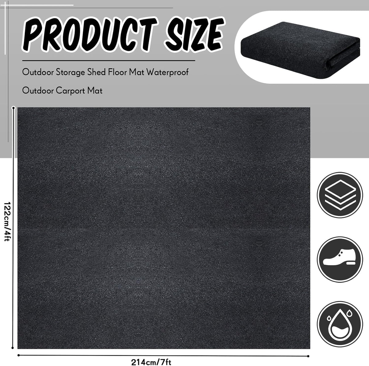 Haull Outdoor Storage Shed Floor Moat Waterproof Outdoor Carport Mat Thickened Soft Patio Furniture Pad Washable with Non Slip Backing, Storage Shed Not Included(4 x 7 ft)