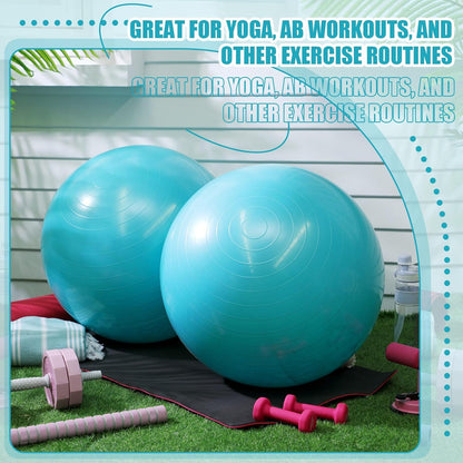 Leyndo 2 Pcs Yoga Ball Exercise Ball Large 26 Inch Exercise Anti Burst Birthing Fitness Ball with Pump, 26 Inches/ 65 cm for Improved Posture, Balance, Yoga, Pilates, Training