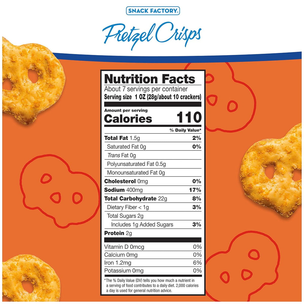 Snack Factory Buffalo Wing Pretzel Crisps, Non-GMO, 7.2 OZ Resealable Bag