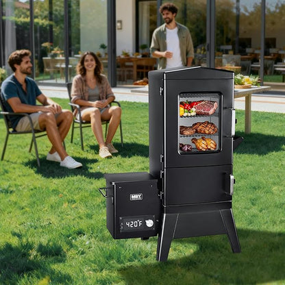 Electric Smoker with Cover & Meat Probe, Vertical 4-Rack Pellet BBQ Smoker Grill, 616 sq in Cooking Space, Digital LED Control for Outdoor Smoking Ribs, Brisket, Chicken & Sausage