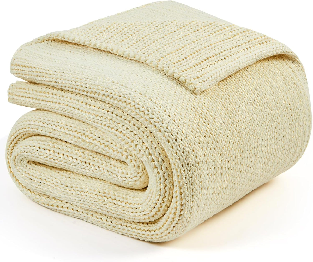 L'AGRATY Knitted Weighted Blanket - 60"x80" 20lbs Cooling Chunky Knit Heavy Blanket for Adults Braided Crochet Throw Thick Cable Yarn Knit Decorative No Beads Evenly Weighted Machine Washable