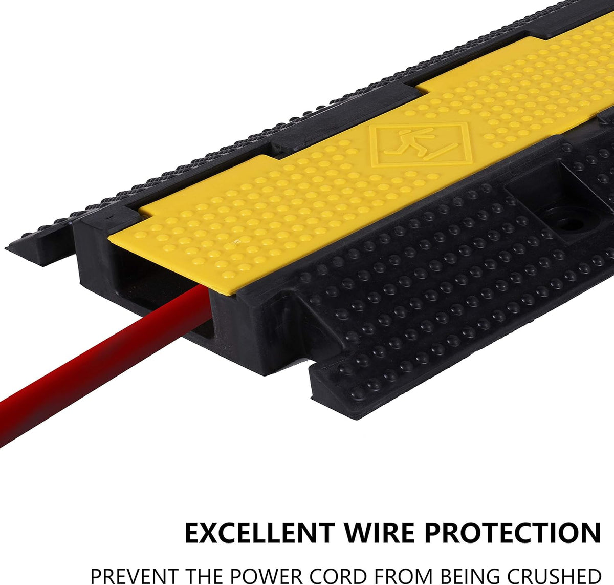 1 Pack Rubber Cable Ramp Hose Cable Protector Ramp 1 Channel 22000Lbs Load Capacity Traffic Speed Bump Wires Power Lines Extension Cord Cover for Indoor Outdoor