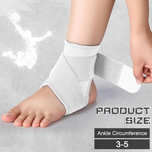 Honoson 2 Pcs Ankle Brace Kid Ankle Support Youth Neoprene Lace up Compression Sleeve Foot Brace Stabilizer with Adjustable Strap for Sport Sprained Plantar Fasciitis Achilles Tendonitis(White,S)