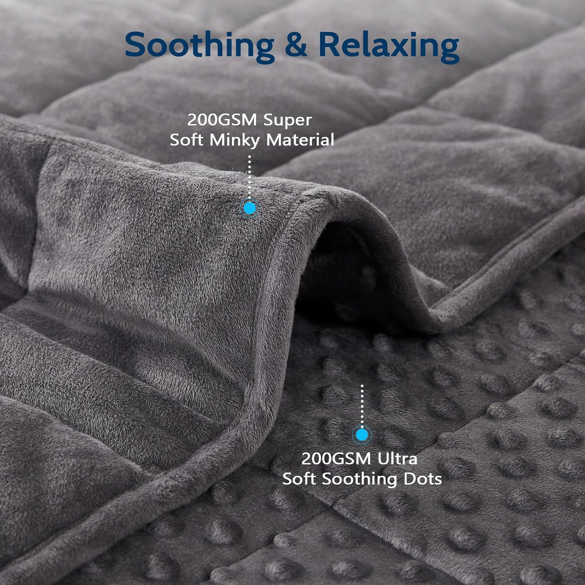 L'AGRATY Weighted Blanket for Adult - 48"x72" 15lbs Minky Dots Heavy Blanket with Glass Beads: Soft Breathable for All-Season Summer Fall Winter Thick Comfort for Sleeping
