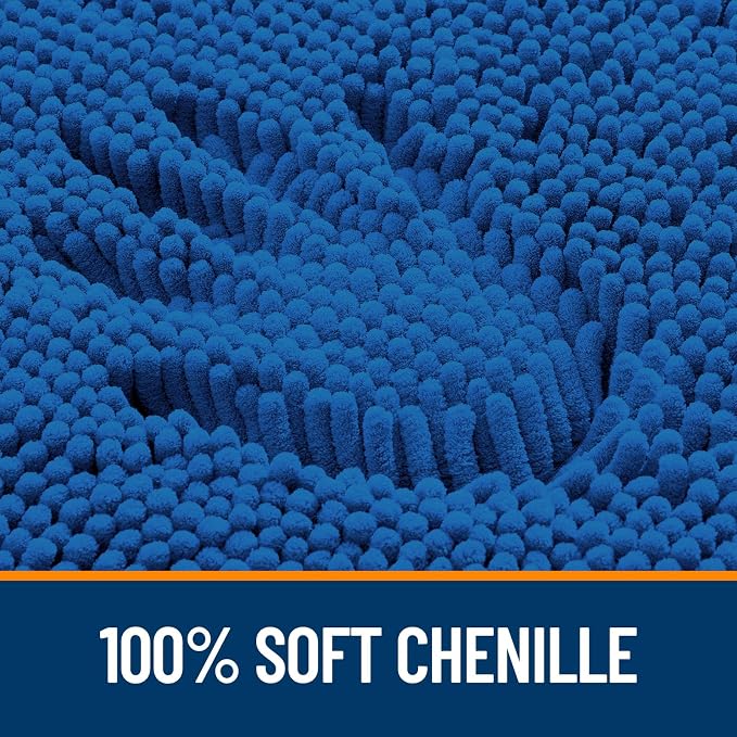 OLANLY Toilet Rugs U-Shaped 24x20, Extra Soft Absorbent Chenille Contour Bathroom Rugs for Toilet, Dry Quickly, Machine Washable, Non-Slip Bath Mat, Deep Navy Blue
