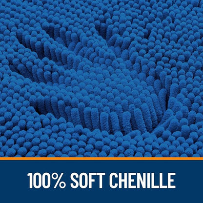 OLANLY Toilet Rugs U-Shaped 24x20, Extra Soft Absorbent Chenille Contour Bathroom Rugs for Toilet, Dry Quickly, Machine Washable, Non-Slip Bath Mat, Deep Navy Blue