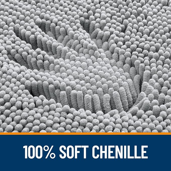 OLANLY Large Bathroom Rugs 50x30, Extra Soft Absorbent Chenille Bath Rugs, Rubber Backing Quick Dry, Machine Washable Bath Mats for Bathroom Floor, Tub and Shower, Home Decor Accessories, Light Grey