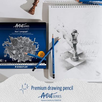STAEDTLER Mars Lumograph Art Drawing Pencils – Sustainable,Break-Resistant Graphite,Metal Case,12 Count (Pack of 2)