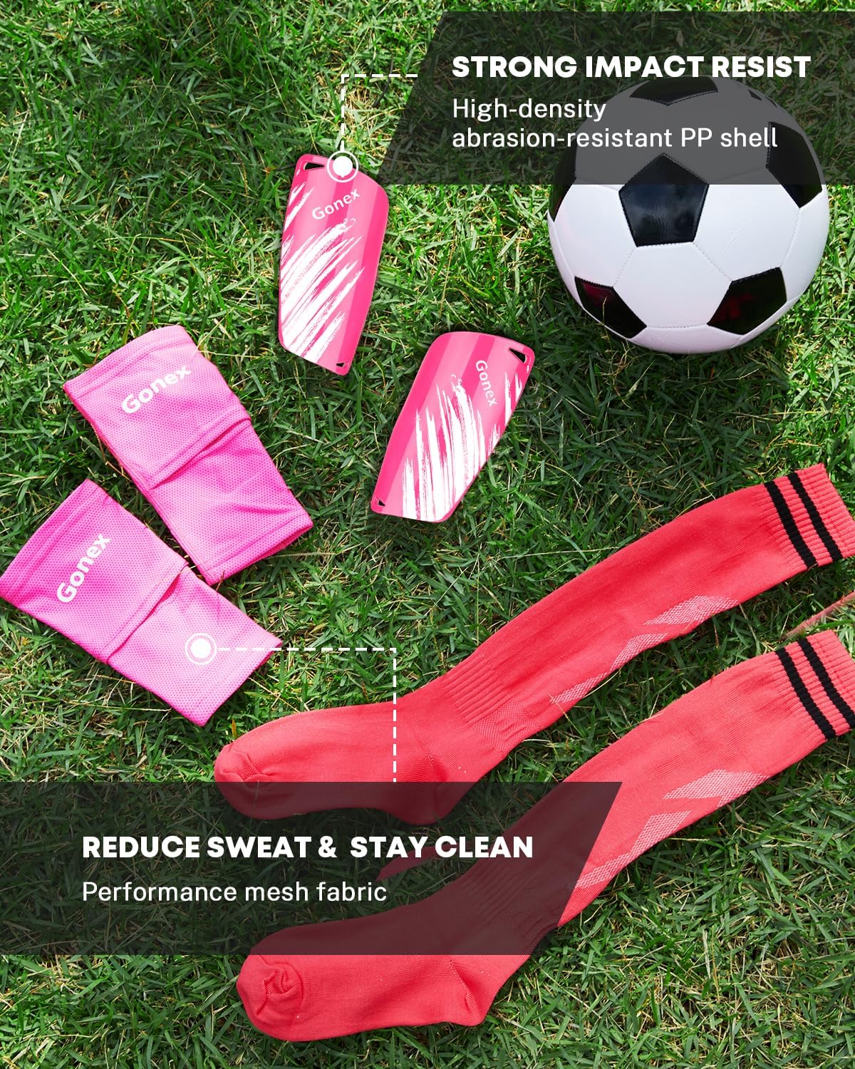 Gonex Soccer Shin Guards for Kids Adult, Youth Boys Girls Shin Guards Slip in Soccer Shin Pad Sleeves Canilleras for Football Games, EVA Cushion Protection Reduce Shocks & Injuries