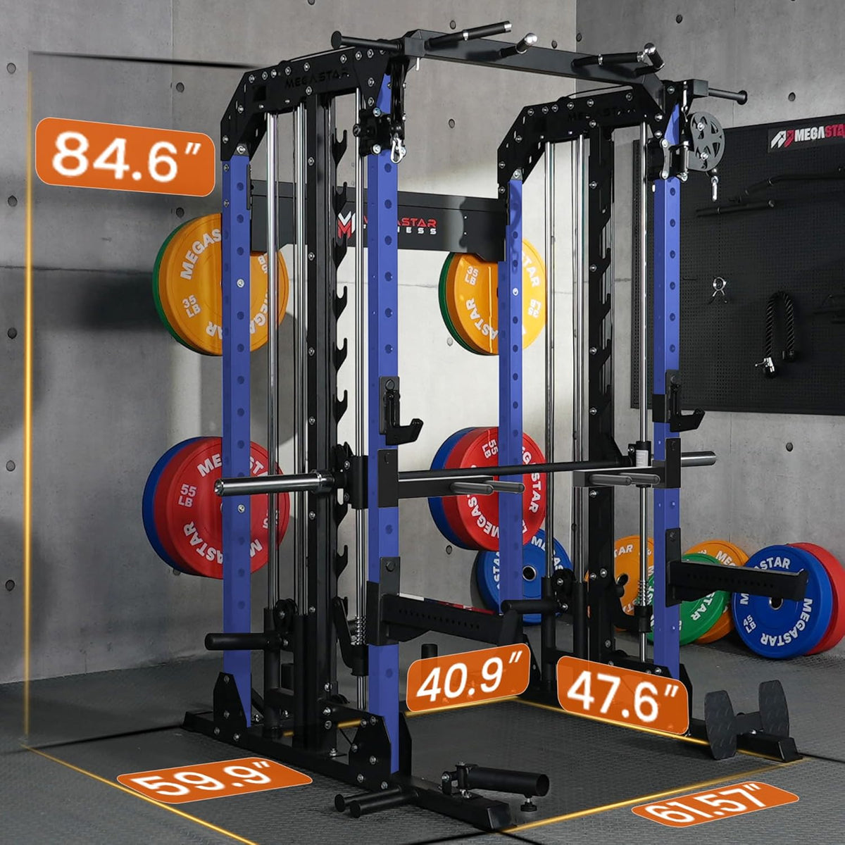 Smith Machine Home Gym with Aluminum Pulley Set- 2000lbs Capacity All-in-One Power Rack with Cable Crossover, Pull-Up Bar & Dip Station, Includes 18 Attachments, P107 Anvil