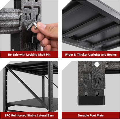 5000LBS Heavy Duty Garage Shelving Units,60" Wide & Deep Storage Shelves,Metal Garage Shelves,Large Storage Rack,Steel Shelf,Industrial Shelving for Shop,Warehouse,Basement,60" W x 24" D x 70" H