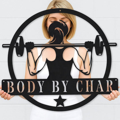 Personalized Gym Sign - Custom Name Metal Sign - Workout Room Home Decor - Family Gym Wall Art - Gifts for Mom Sister Women, Metal Gym Signs