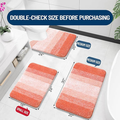OLANLY Bathroom Runner Rugs Mat 70x24, Extra Soft Absorbent Microfiber Bath Rugs, Rubber Backing, Quick Dry, Washable Long Bath Mats for Bathroom Floor, Tub and Shower, Home Decor Accessories, Coral