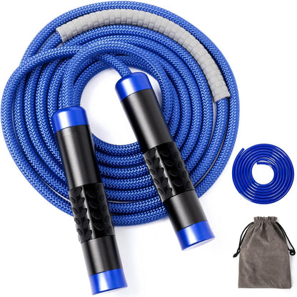 1LB Weighted Jump Ropes for fitness Women Men, Tangle-Free Ball Bearing Rapid Speed Skipping Jump Rope with Adjustable 9mm Cotton & PVC Cord, Aluminum Handles for MMA, Boxing, CrossFit, Weight-loss Workouts