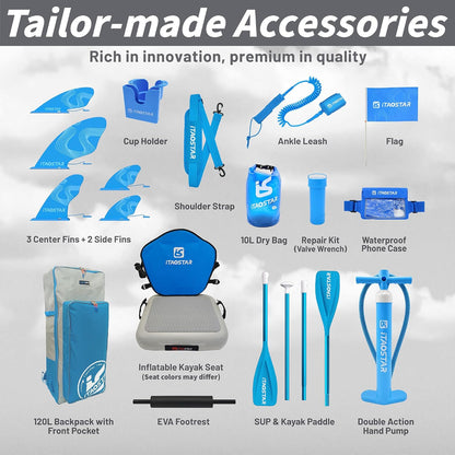 Journey 11'6" / 11'×34" / 11'×35" Extra Wide Paddle Board, One-Stop Premium SUP Board Accessories, Tailored Fins, Stable Inflatable Stand Up Paddle Boards for Youth/Adults of All Skill Levels