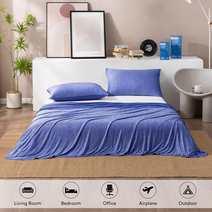 HOMFINE Cooling Blankets for Hot Sleepers - Summer Blanket Thin Lightweight Breathable Soft Double Side Enhanced Cooling for Bed Couch Sofa, Keep Cool for Night Sweats (Dark Blue, 50 x 70 inches)