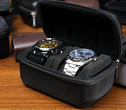 Hard 5 Slots Watch travel case with Soft Separation pillow, fit men's women's casual/sports/diving/dress/automatic watches up to 60mm sized face, with luxury red lining(case only)