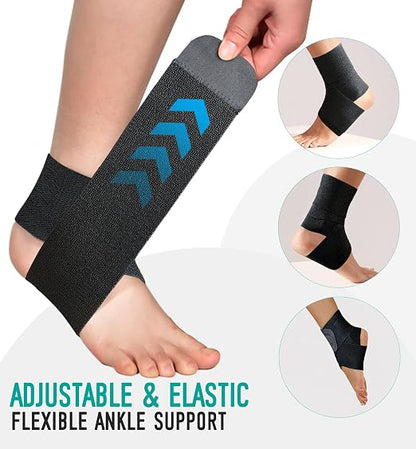 Ankle Support Brace for Men & Women, Adjustable Compression Strap for Sprains, Plantar Fasciitis, Achilles Tendonitis, Running, Workout, Sports – Fits Left & Right Foot (1, Black, Large)