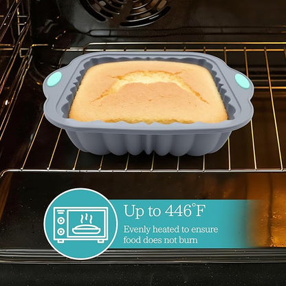 To encounter 44 Pieces Silicone Square Cake Pans Set, 3 Sizes Silicone Fluted Cake Pan with Reusable Baking Cups, Food Grade Baking Molds for Brownie, Bread, Muffin, Light Grey