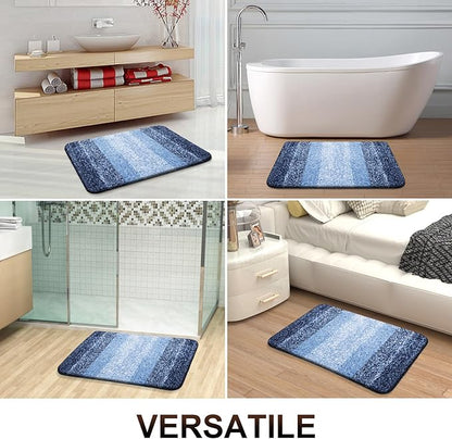 OLANLY Bathroom Rug Mat 36x24, Extra Soft and Absorbent Microfiber Bath Rugs, Non-Slip Plush Shaggy Bath Carpet, Machine Wash Dry, Bath Mats for Bathroom Floor, Tub and Shower, Navy