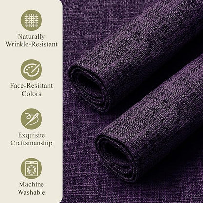KXN Placemats Set of 4, Dual-Layer Thickened Faux Linen Table Mats, Heat Resistant & Wrinkle-Free, Machine Washable Cloth Place Mats for Kitchen Dining Indoor Outdoor (Purple)