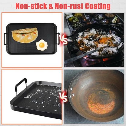 Flat Top Grill - Non-Stick Stovetop Griddle, Aluminum, Dishwasher Safe