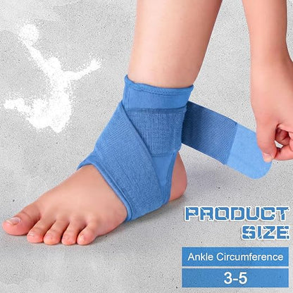 Honoson 2 Pcs Ankle Brace Kid Ankle Support Youth Neoprene Lace up Compression Sleeve Foot Brace Stabilizer with Adjustable Strap for Sport Sprained Plantar Fasciitis Achilles Tendonitis(Light Blue,S)