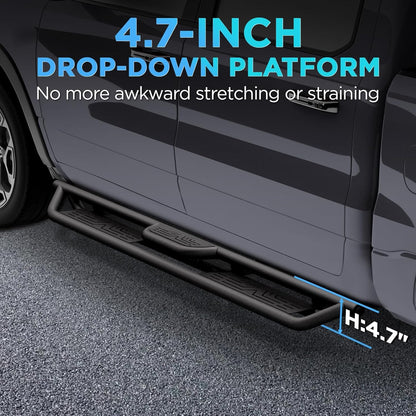 Running Boards Compatible with 2007-2018 Jeep Wrangle JK 4 Doors, Carbon Steel Coated Black Truck Side Steps Rails Nerf Bars