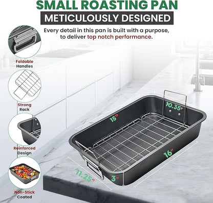 Large Lasagna Pan 15” x 11” - Nonstick Casserole Dish for Easy Cleanup - Convenient Deep Lasagna Baking Dish With Foldable Handles - Large Baking Pan Casserole Dish Is Perfect for Any Meal