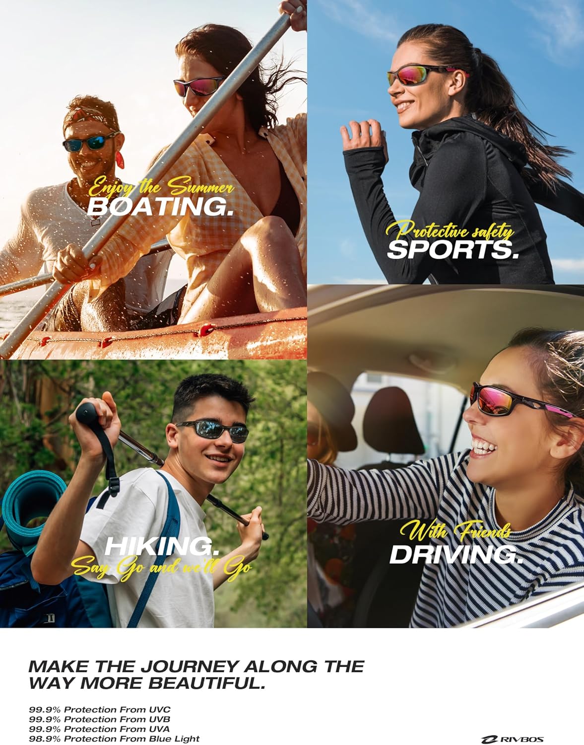 RIVBOS Sunglasses for Men Women Polarized UV Protection Sports Fishing Driving Shades Cycling RB833